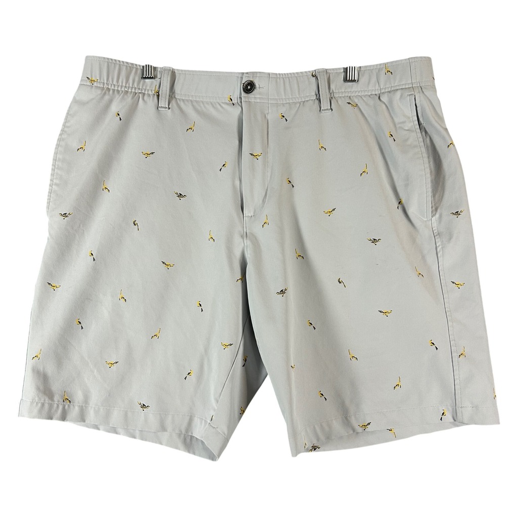 Under Armour Golf Shorts Mens 38 Gray Bird Print Performance Preppy Golfwear